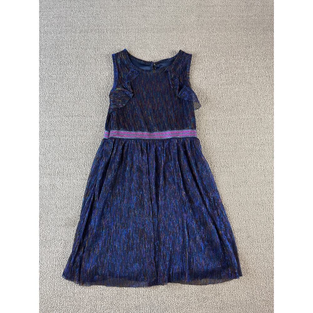 Wonder Nation Girls Dress Blue Metallic Sleeveless Size Medium